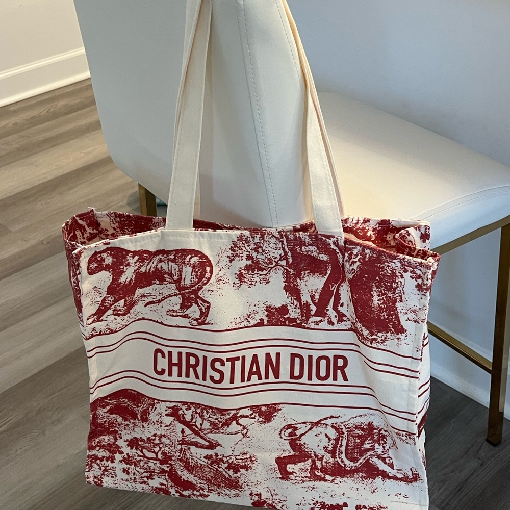 Dior Red and White Tote Bag